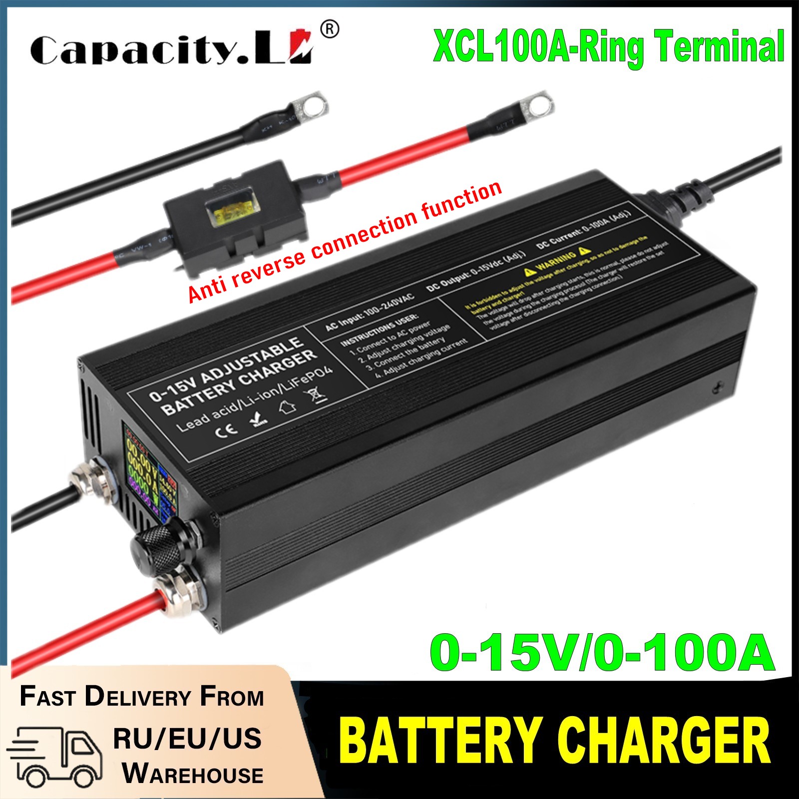 60A100A CC CV Ayarlanabilir Ak - 84V 20A Smart Charger incelemesi ve fiyatı